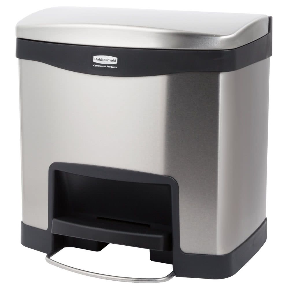 Rubbermaid Step-On rozsdamentes acél szemetes- fekete-metál-15L