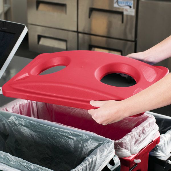 Rubbermaid Slim Jim szelektív szemetes kuka tető-üveghez-piros
