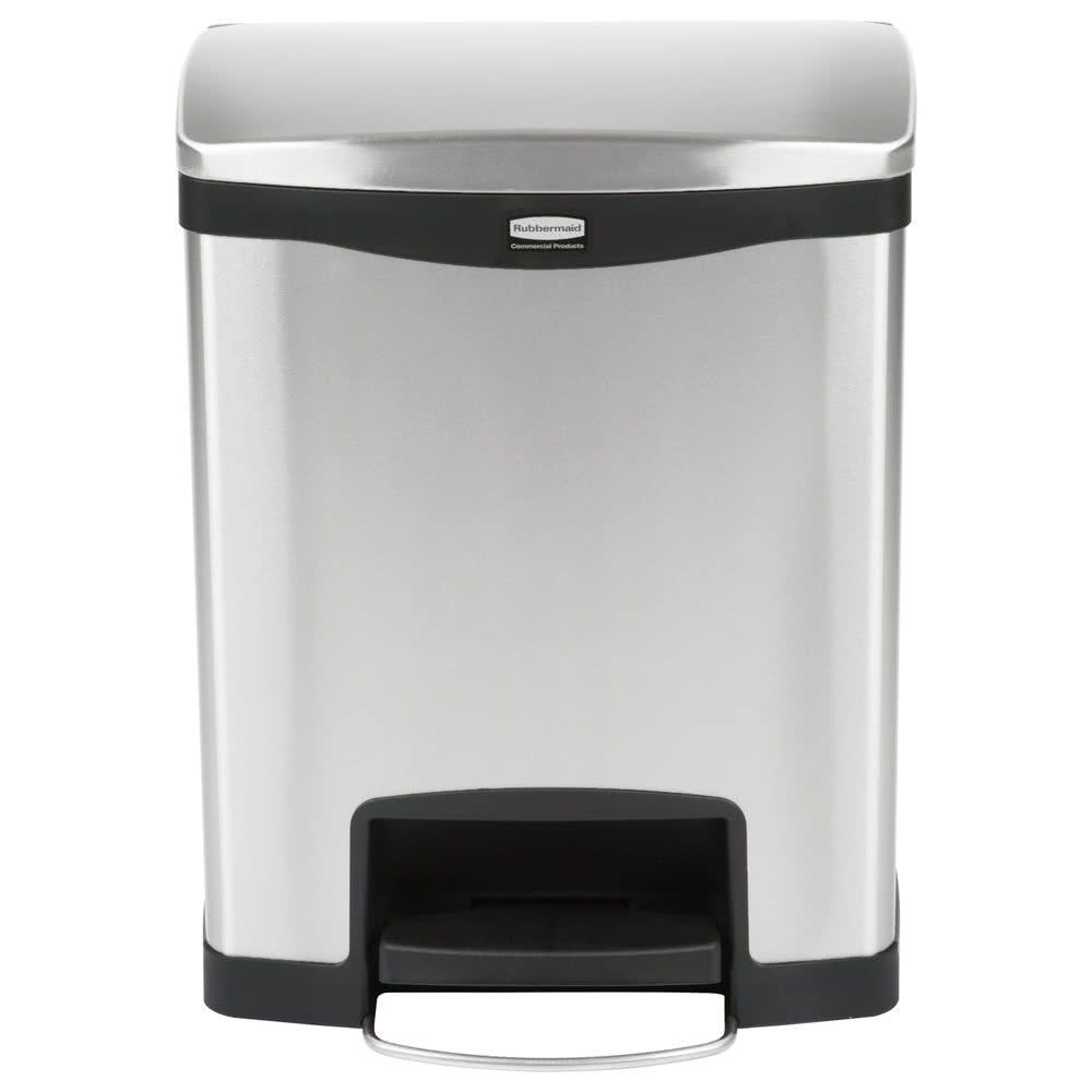 Rubbermaid Step-On rozsdamentes acél szemetes- fekete-metál-30L