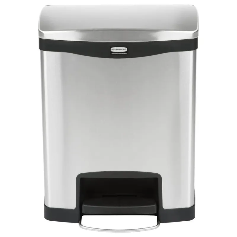Rubbermaid Step-On rozsdamentes acél szemetes- fekete-metál-30L