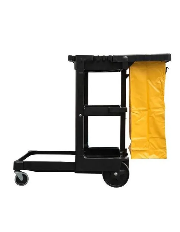 Rubbermaid takarító/ gondnok kocsi, 2 fix kerékkel - fekete