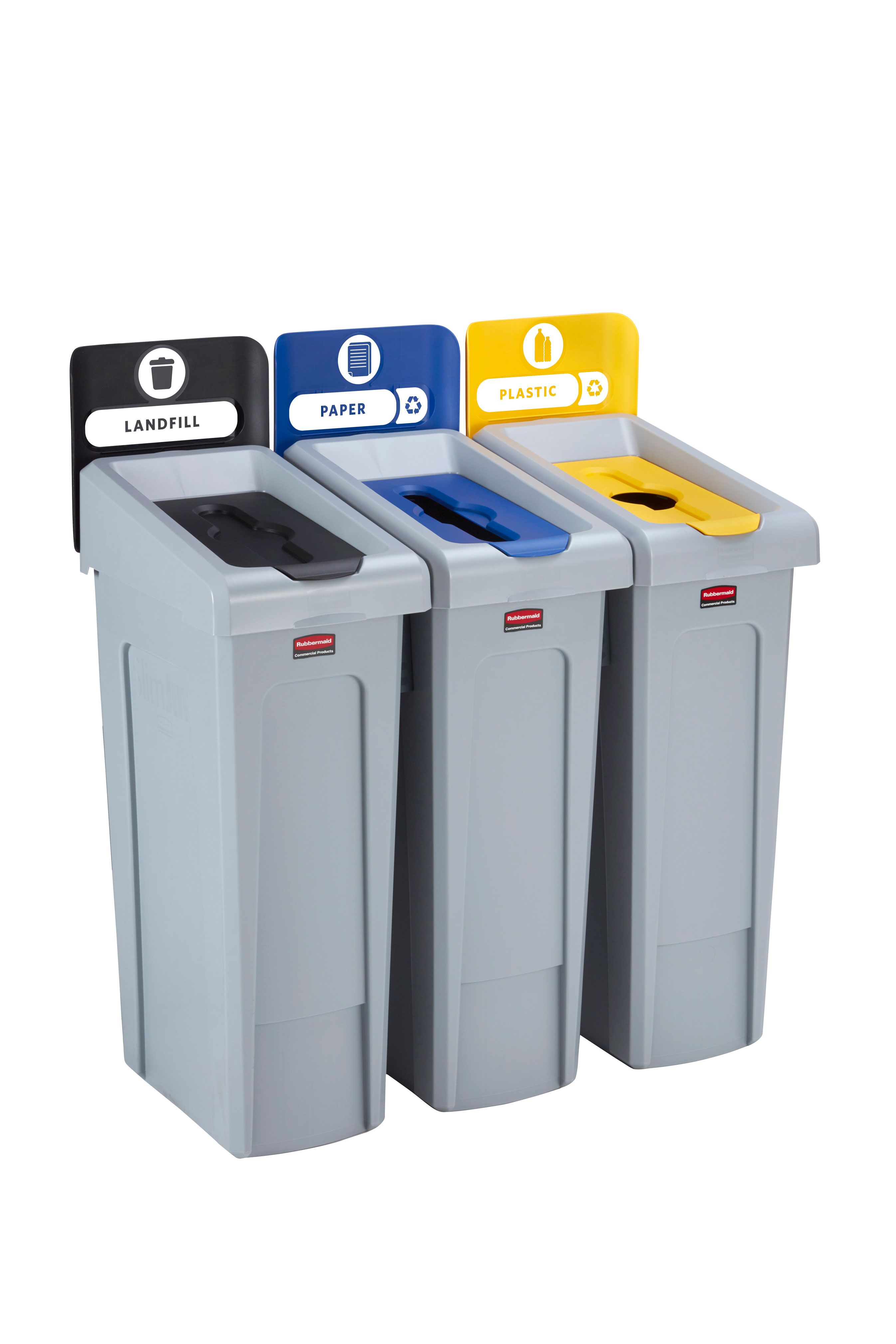 Rubbermaid Slim Jim szelektív hulladékgyűjtő sziget ( papír-zárt-palack)