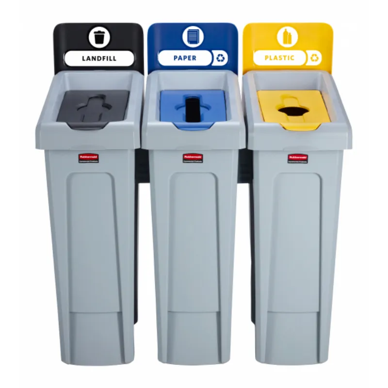 Rubbermaid Slim Jim szelektív hulladékgyűjtő sziget ( papír-zárt-palack)