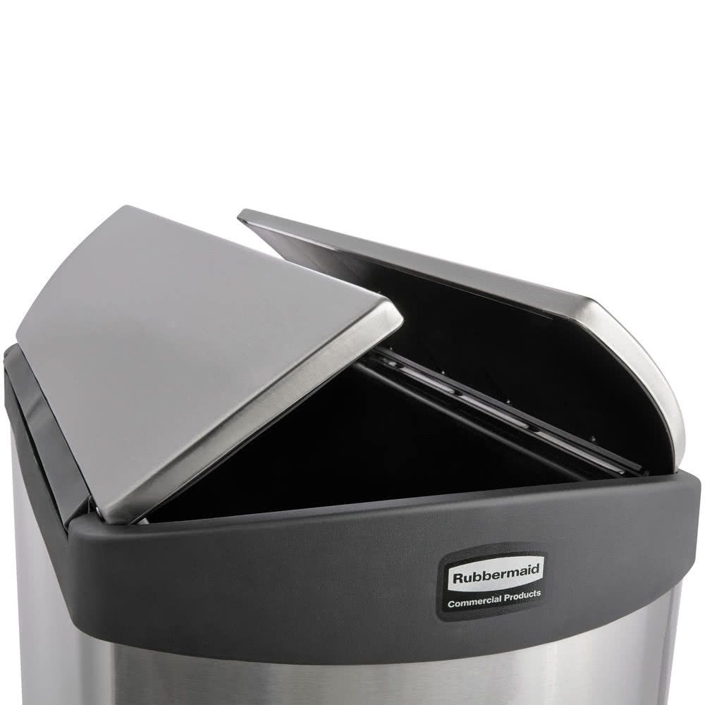 Rubbermaid Step-On rozsdamentes acél szemetes, 2 felé nyíló tetővel-fekete-50 liter