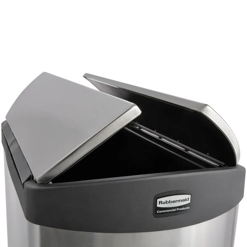 Rubbermaid Step-On rozsdamentes acél szemetes, 2 felé nyíló tetővel-fekete-50 liter