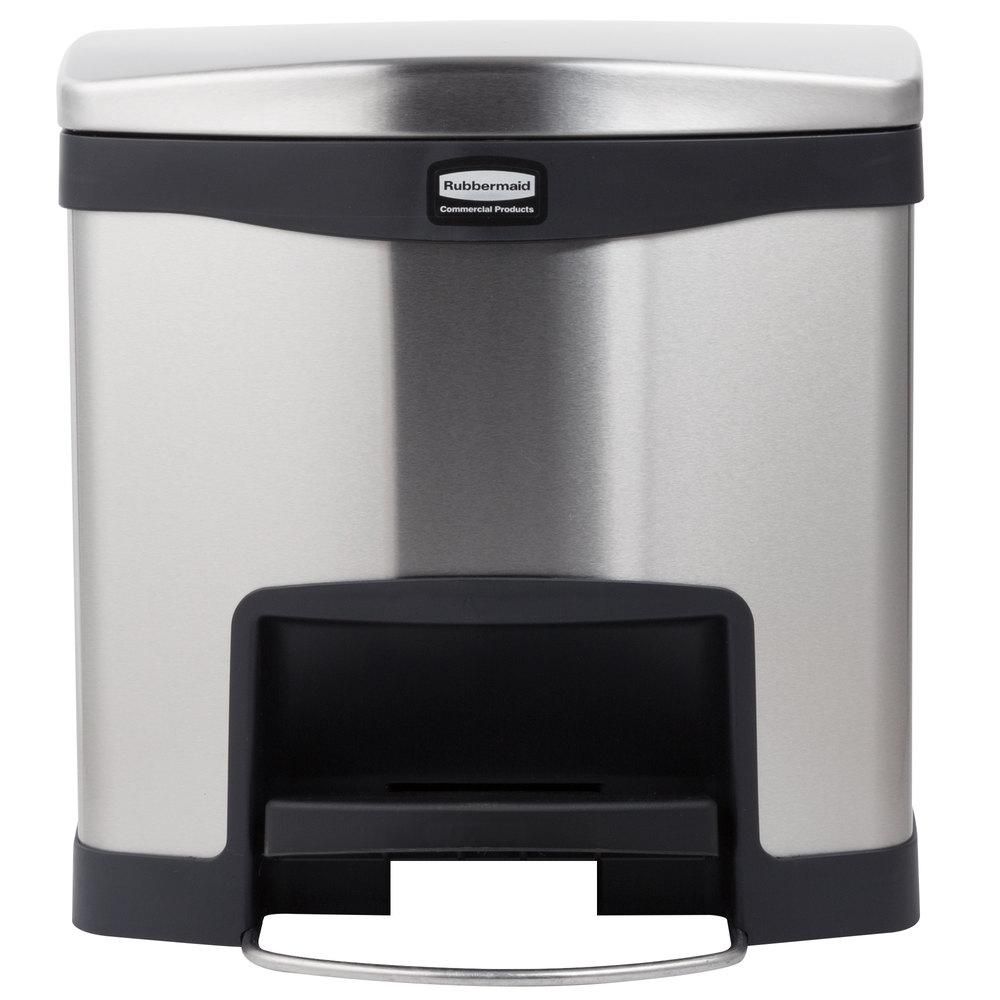 Rubbermaid Step-On rozsdamentes acél szemetes- fekete-metál-15L