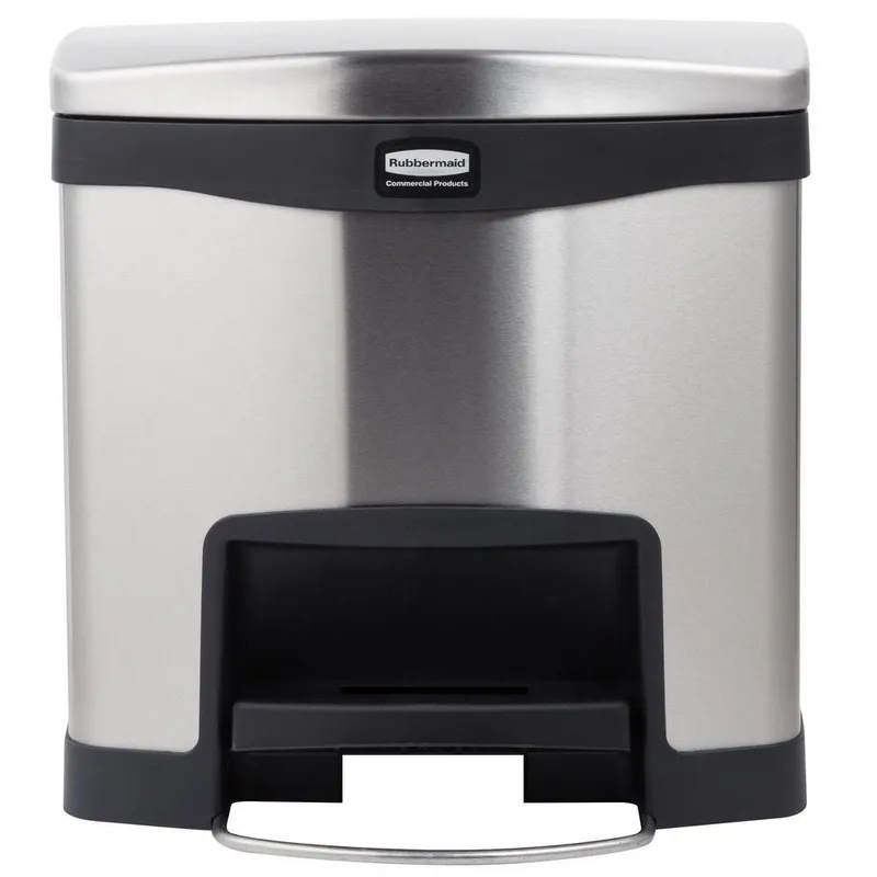 Rubbermaid Step-On rozsdamentes acél szemetes- fekete-metál-15L