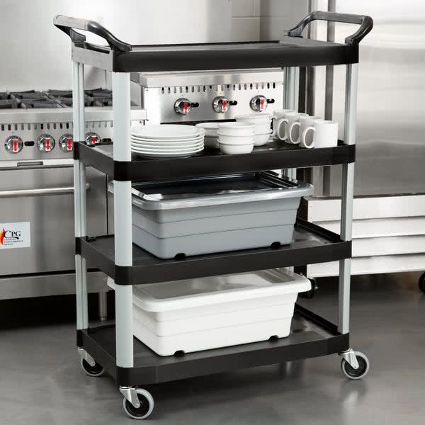 Rubbermaid X-Tra szervizkocsi 4 polcos- fekete