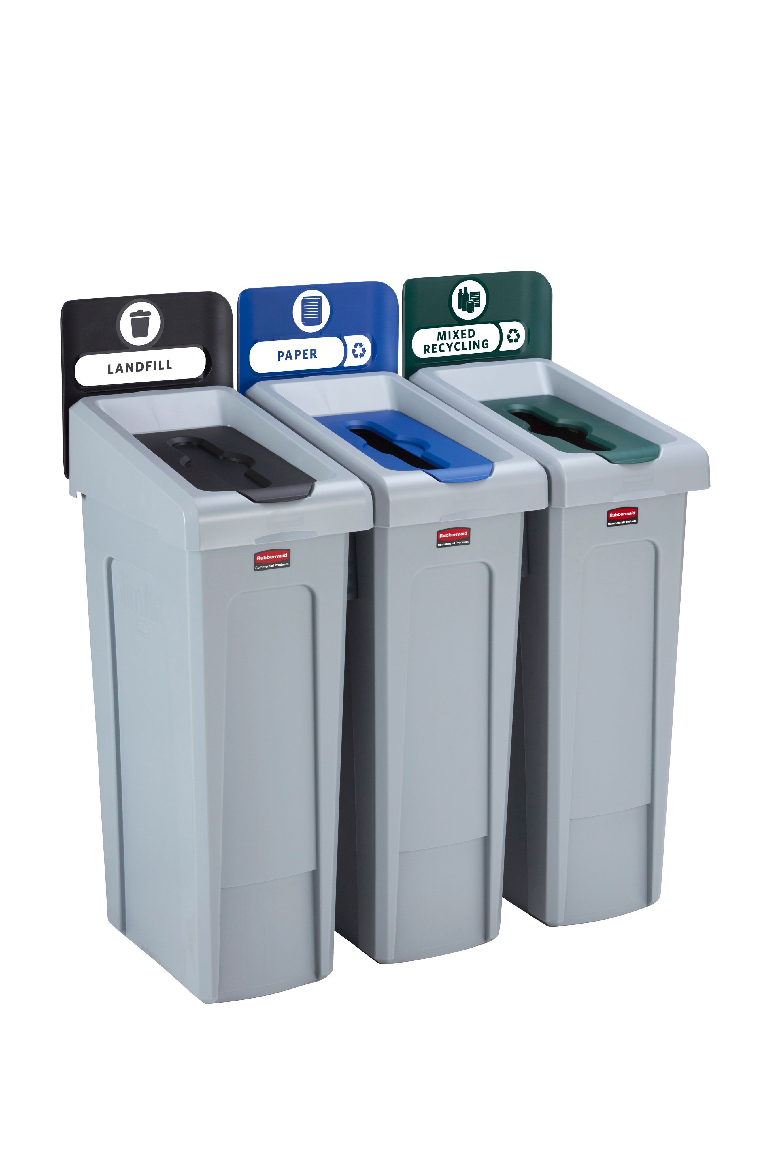Rubbermaid Slim Jim szelektív hulladékgyűjtő sziget ( papír-zárt-vegyes)