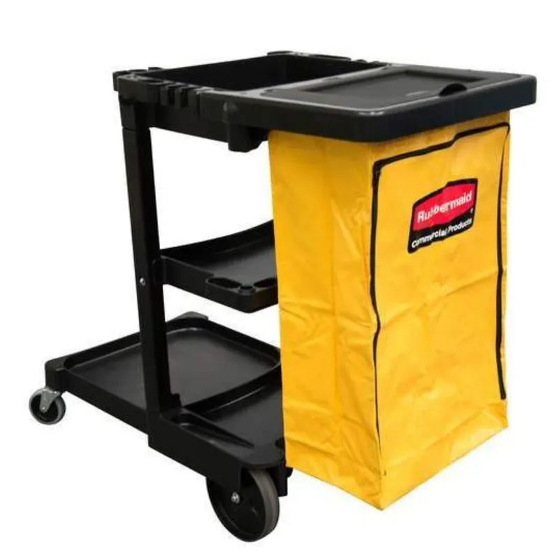 Rubbermaid takarító/ gondnok kocsi, 2 fix kerékkel - fekete