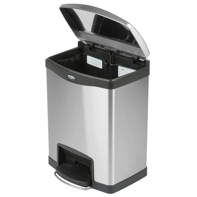 Rubbermaid Step-On rozsdamentes acél szemetes- fekete-metál-30L