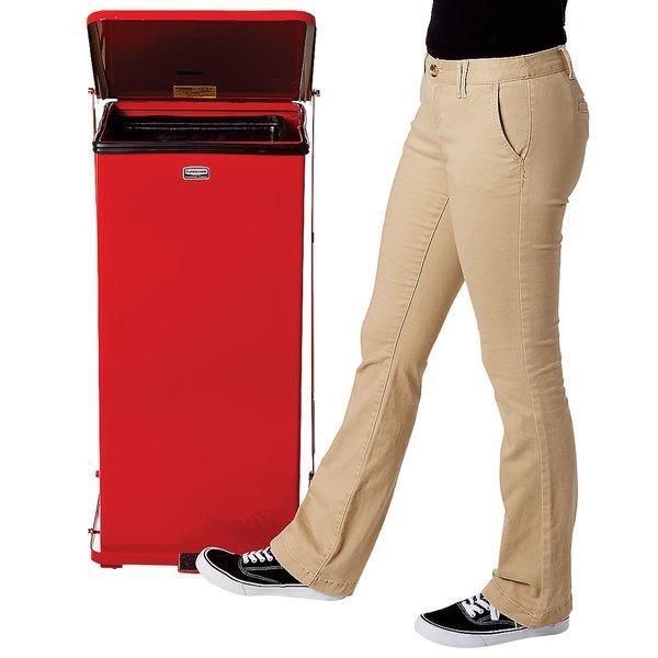 Rubbermaid acél piros pedálos szemetes 49L, tűzálló