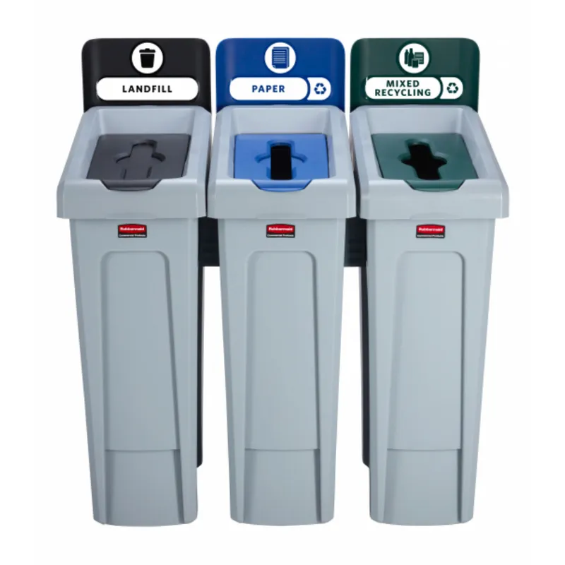 Rubbermaid Slim Jim szelektív hulladékgyűjtő sziget ( papír-zárt-vegyes)