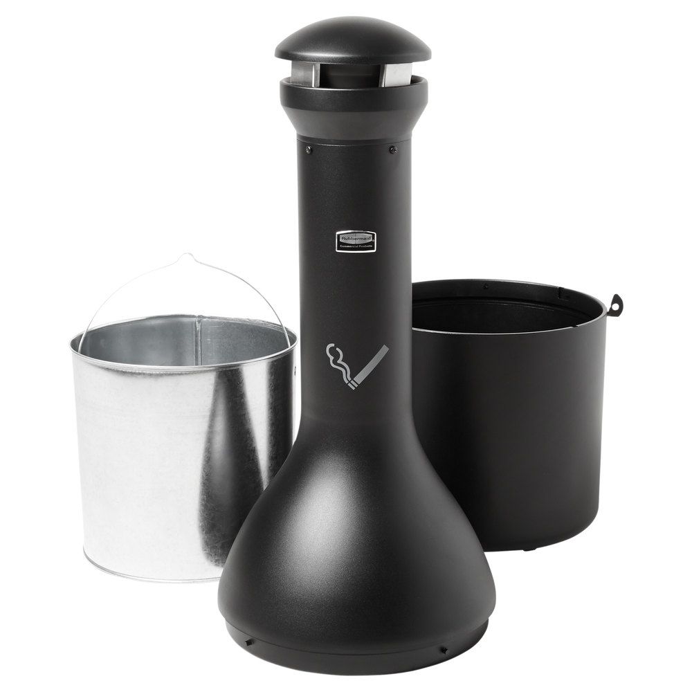 Rubbermaid nagy kapacitású cigaretta csikkgyűjtő torony, design- fekete