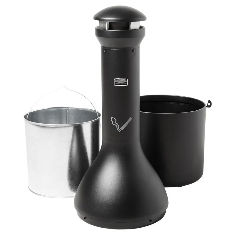 Rubbermaid nagy kapacitású cigaretta csikkgyűjtő torony, design- fekete