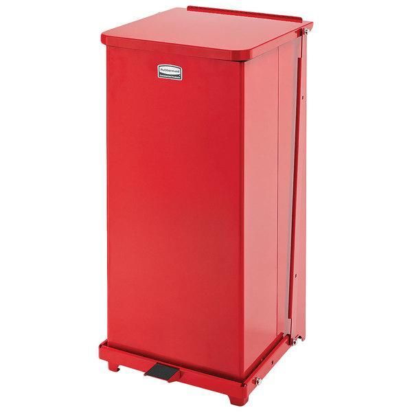 Rubbermaid acél piros pedálos szemetes 49L, tűzálló