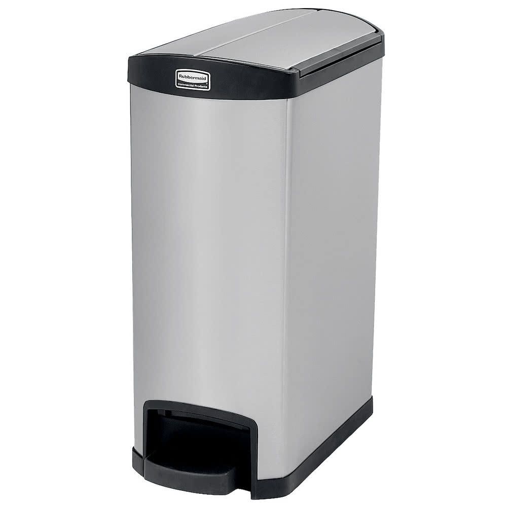 Rubbermaid Step-On rozsdamentes acél szemetes, 2 felé nyíló tetővel-fekete-50 liter
