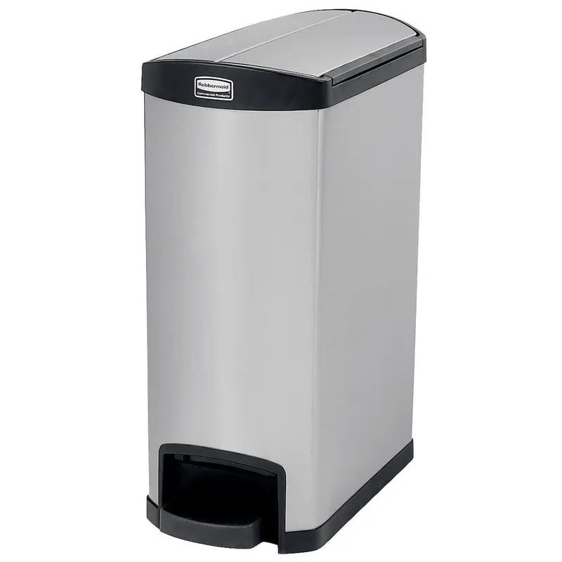 Rubbermaid Step-On rozsdamentes acél szemetes, 2 felé nyíló tetővel-fekete-50 liter